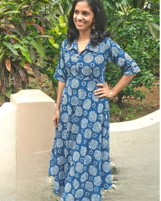 Indigo Blue Flared Dress