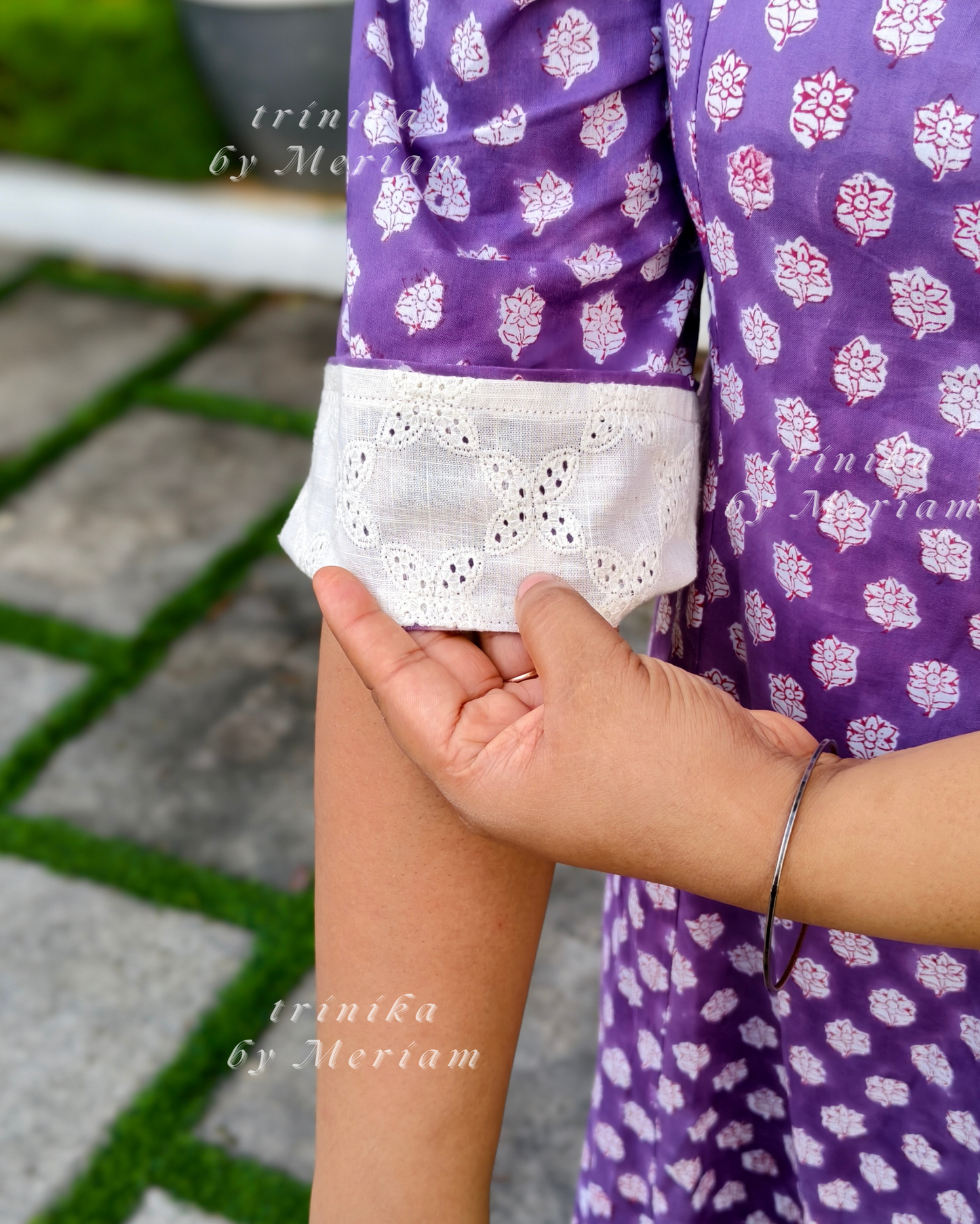 Lavander Flowers 6 Panel Kurta