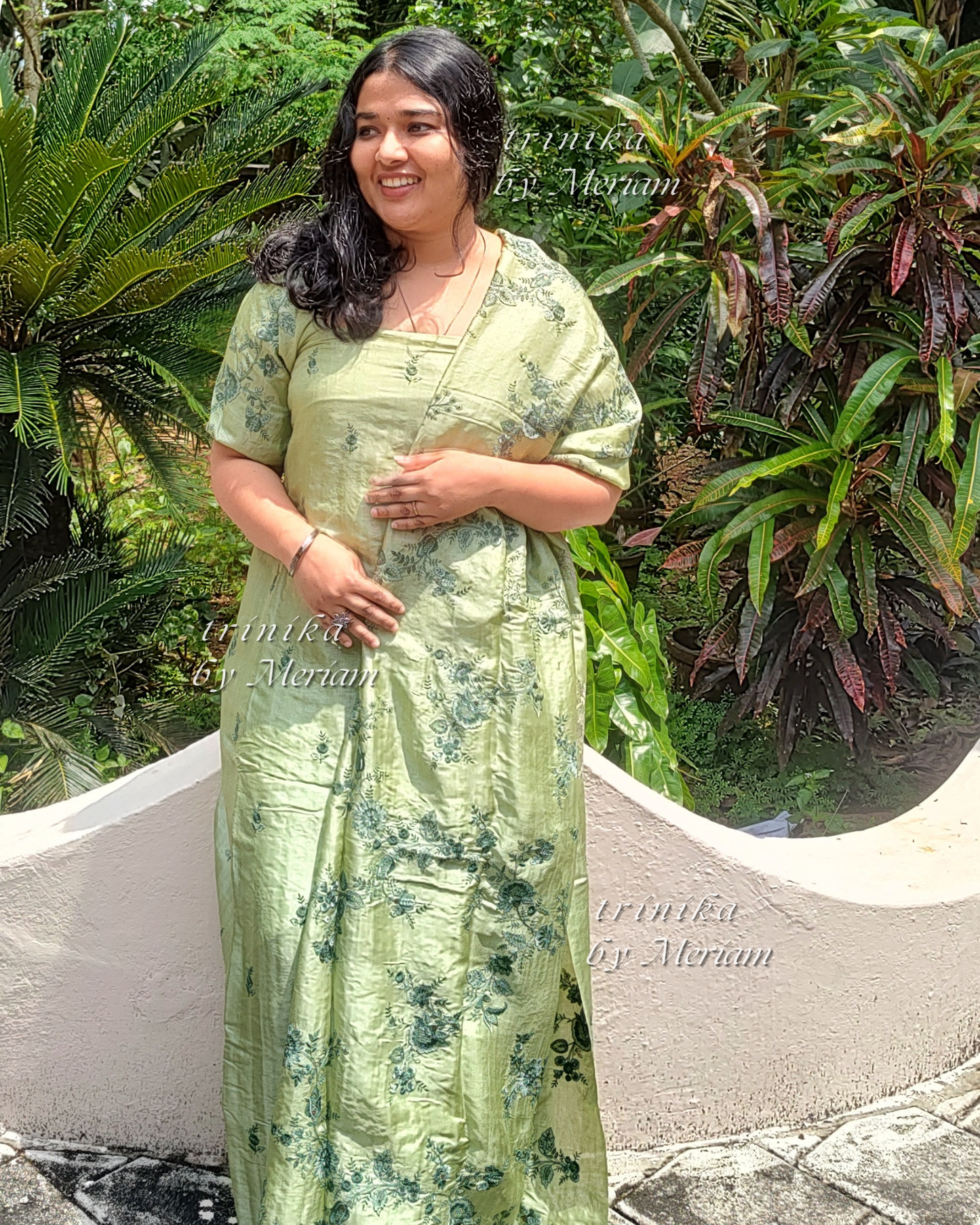 Pista Green Pure Tussar Silk Salwar Suit