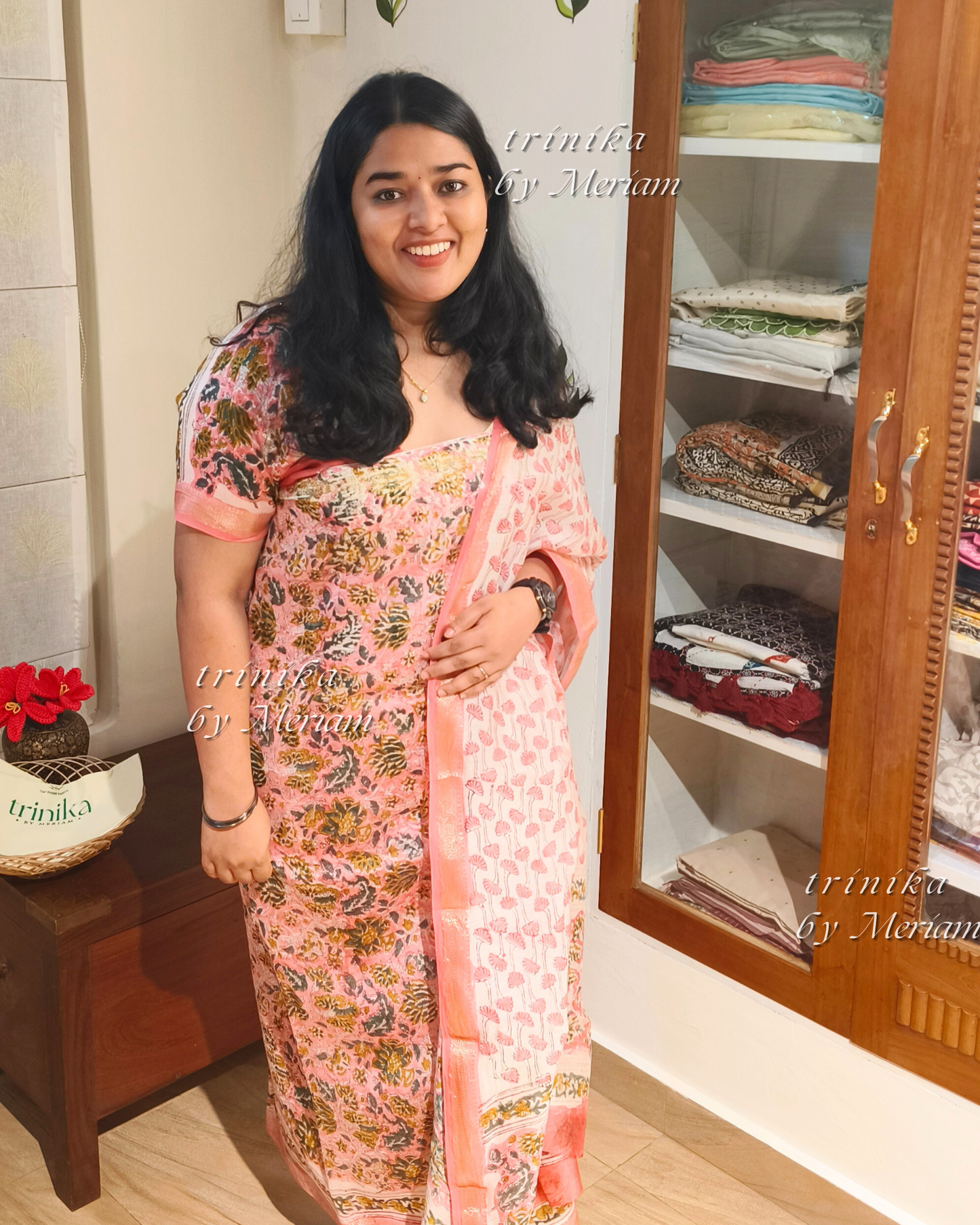 Pink Maheshwari Silk Cotton Salwar Suit