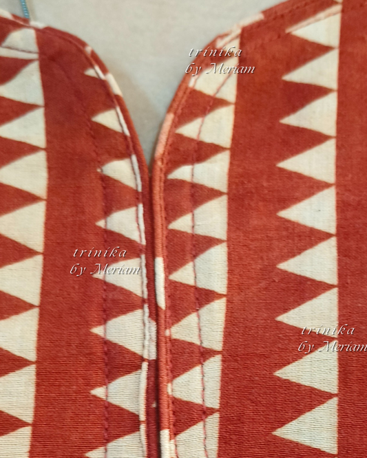 Red Zigzag Slitted Kurta