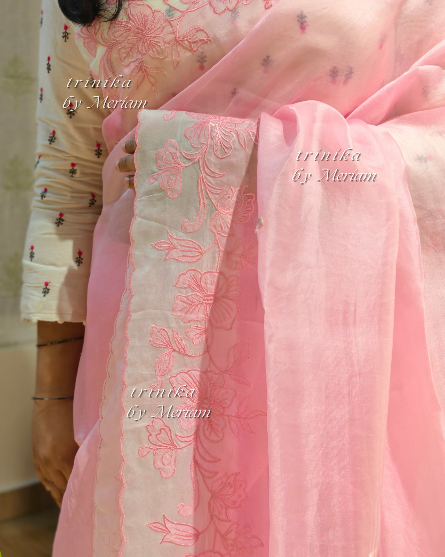 Pink Pure Organza Saree