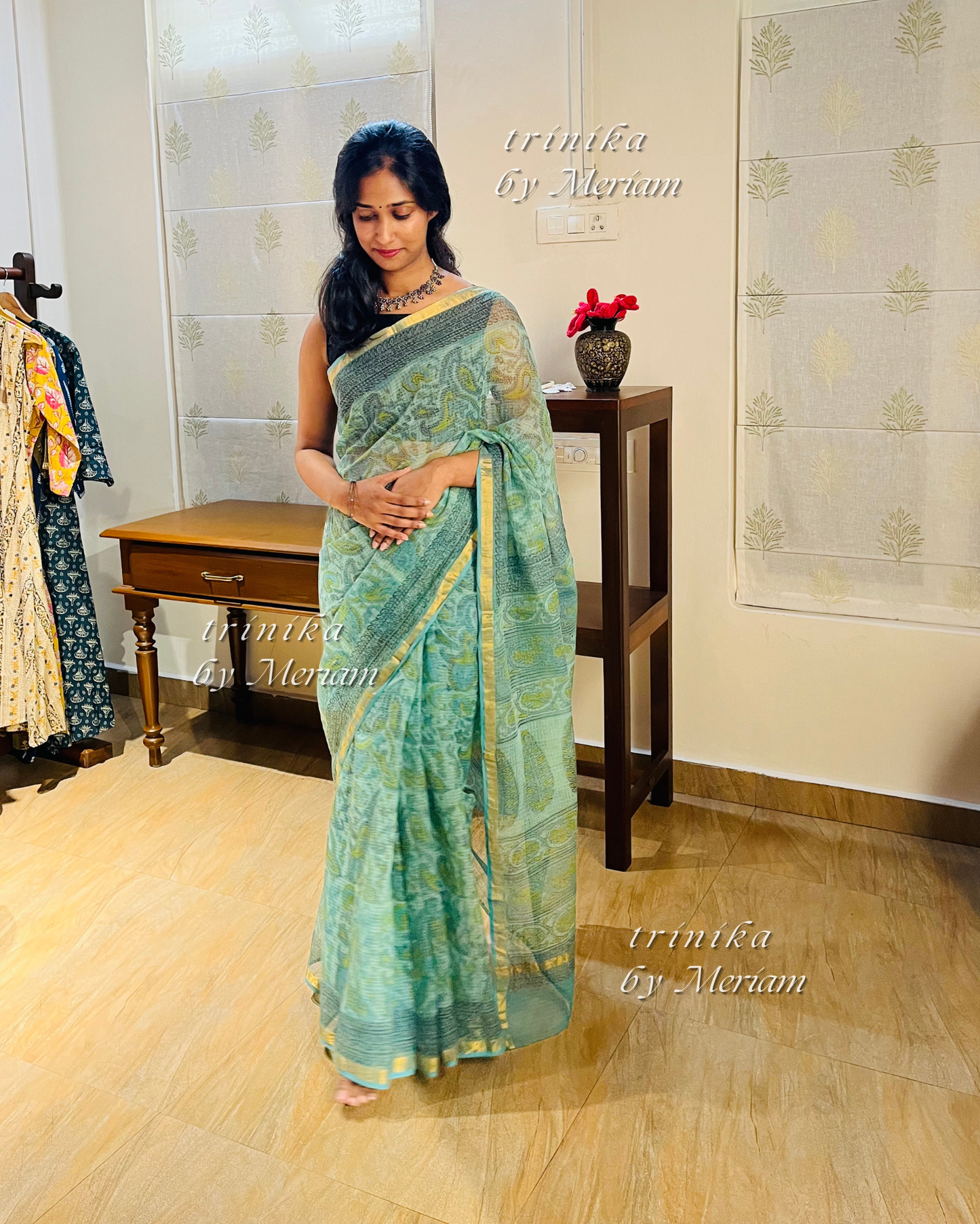 Green Kota Doria Saree
