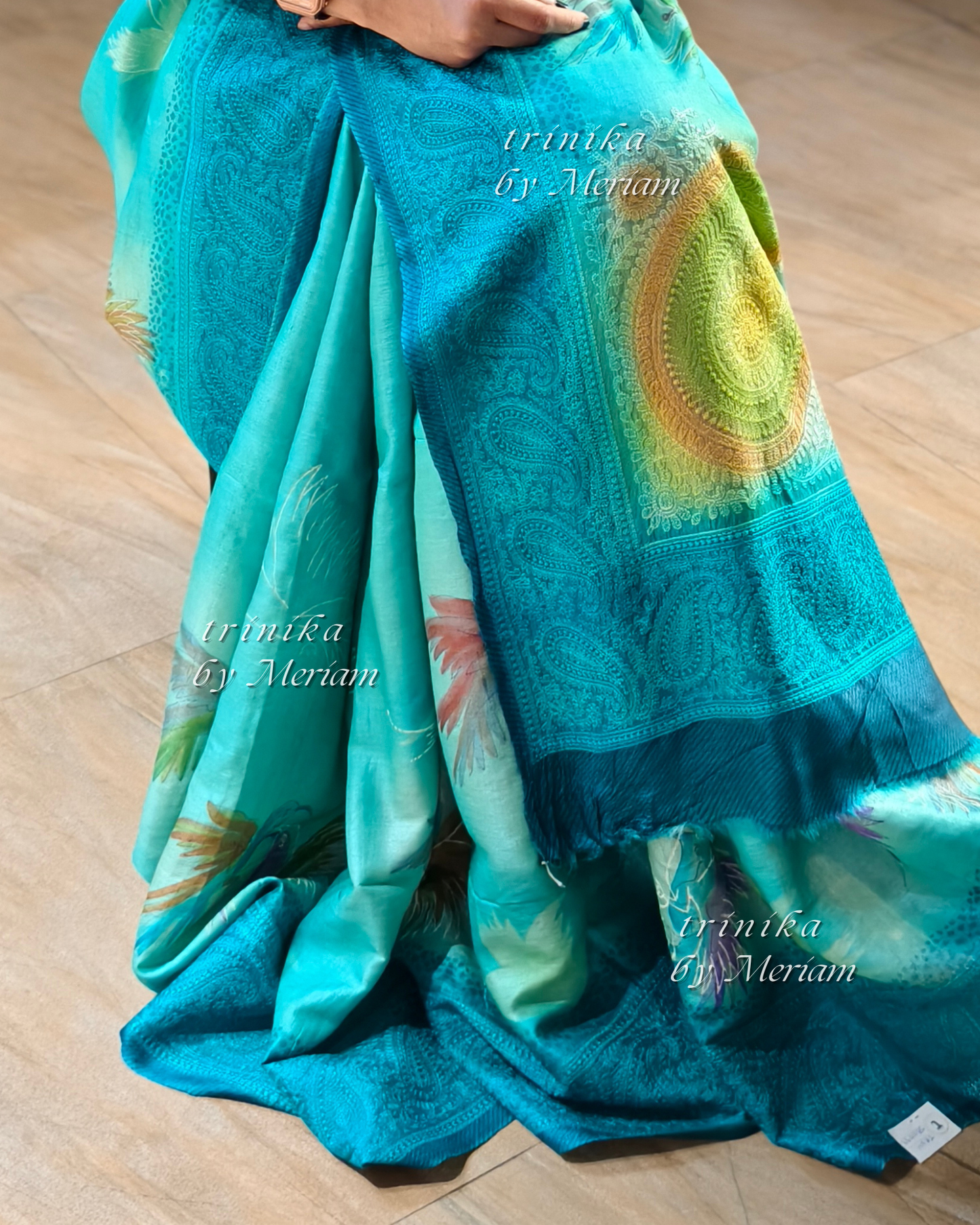 Sky Blue Pure Tussar Silk Saree