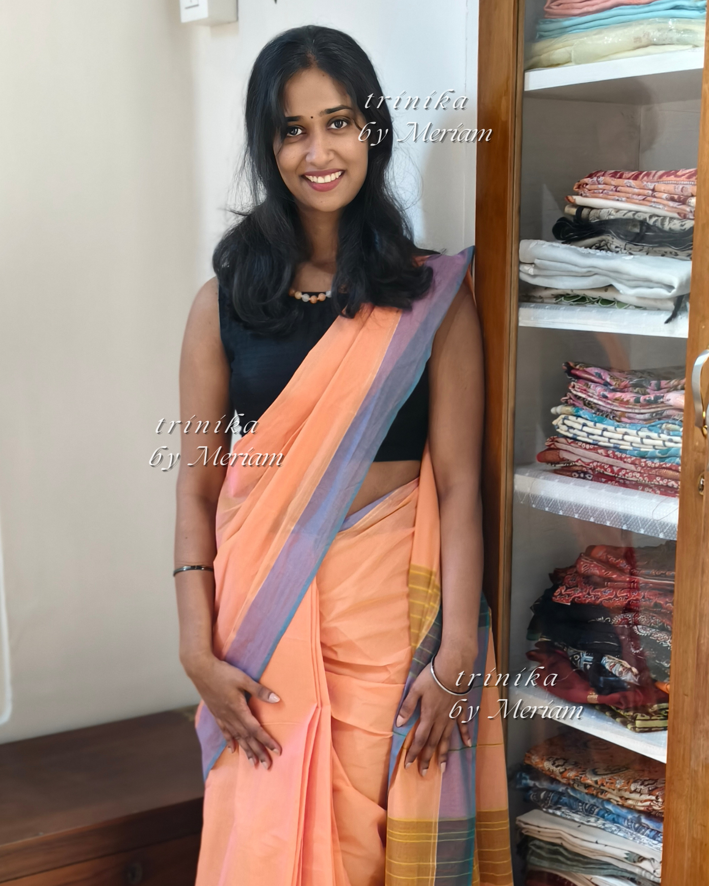 Peach Handloom Saree