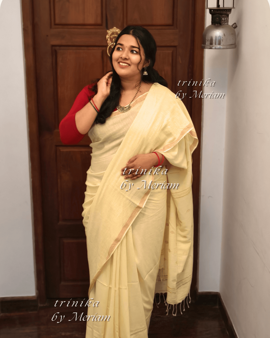 Light Lemon Yellow Linen Silk Saree