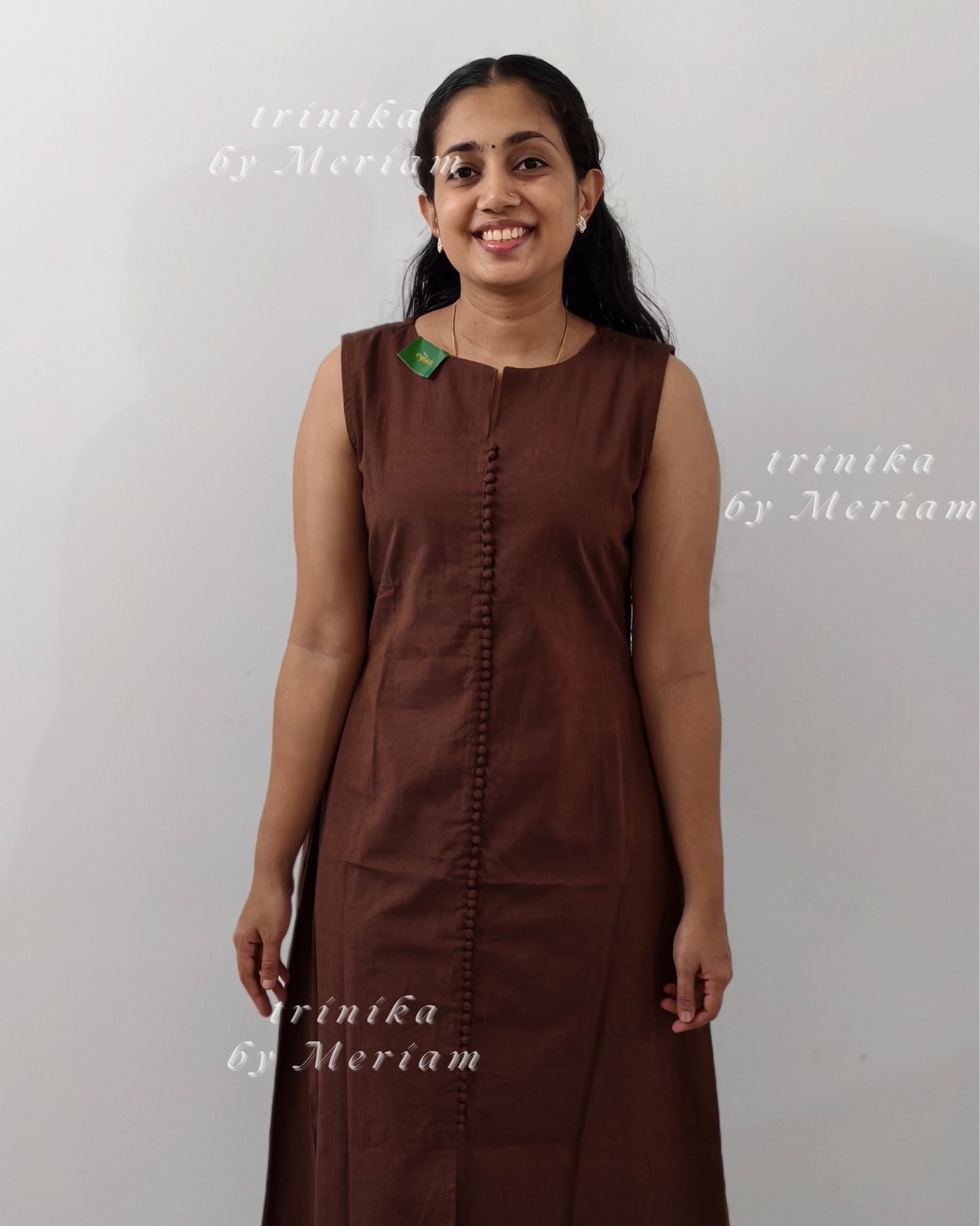 Brown A-Line Sleeveless Kurta