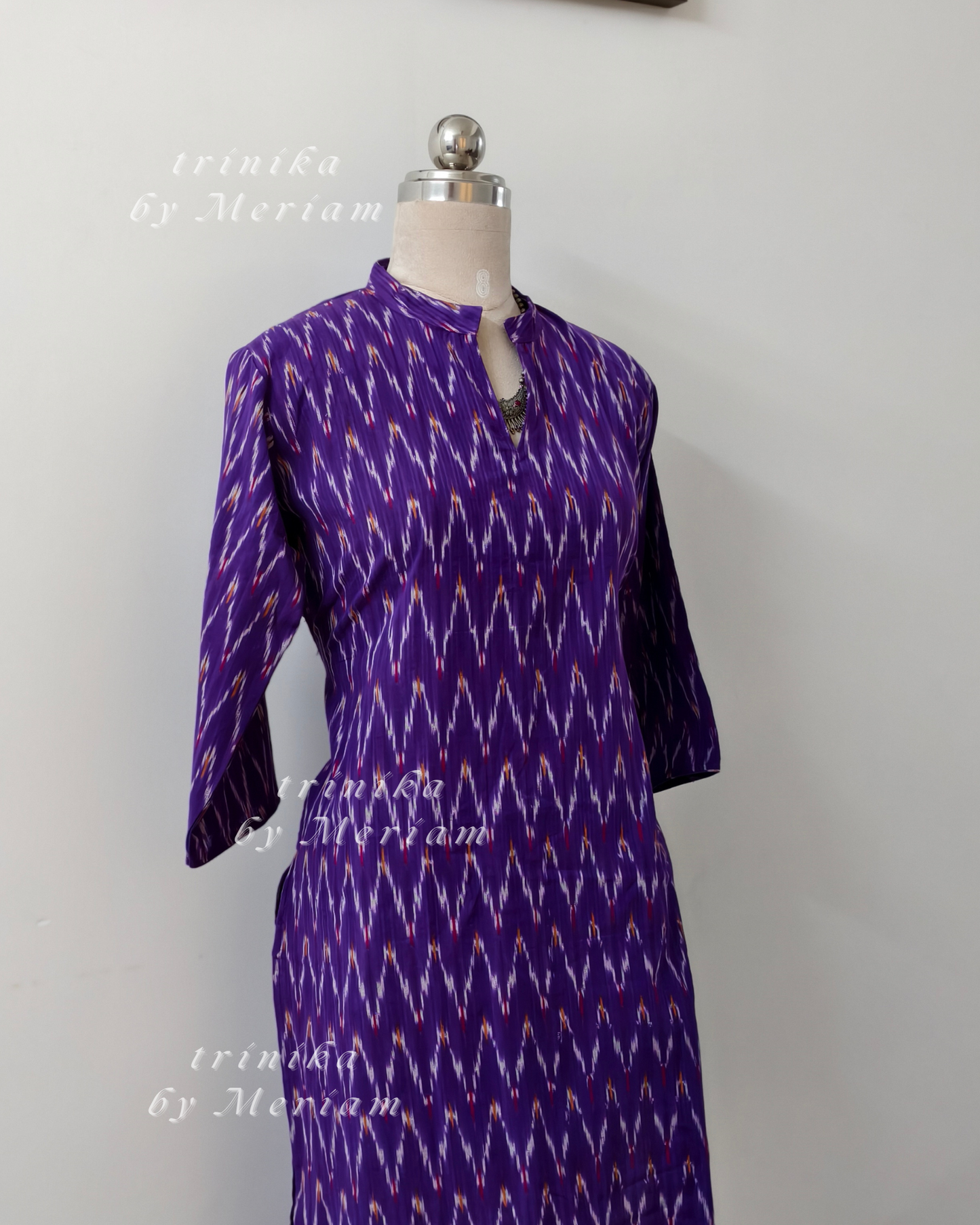 Indigo Violet Ikat Ready-made Salwar Suit