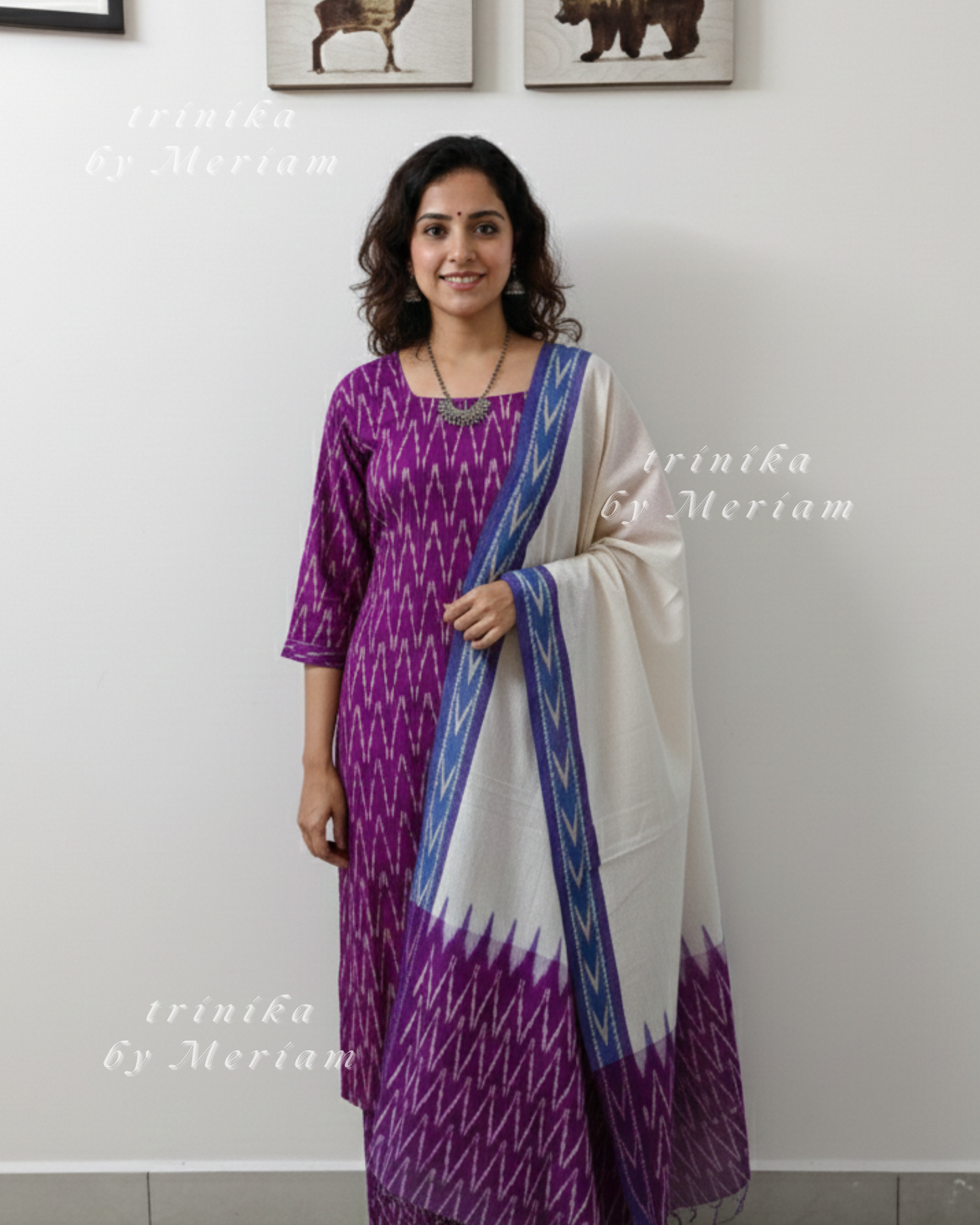 Purple Ikat Ready-made Salwar Suit