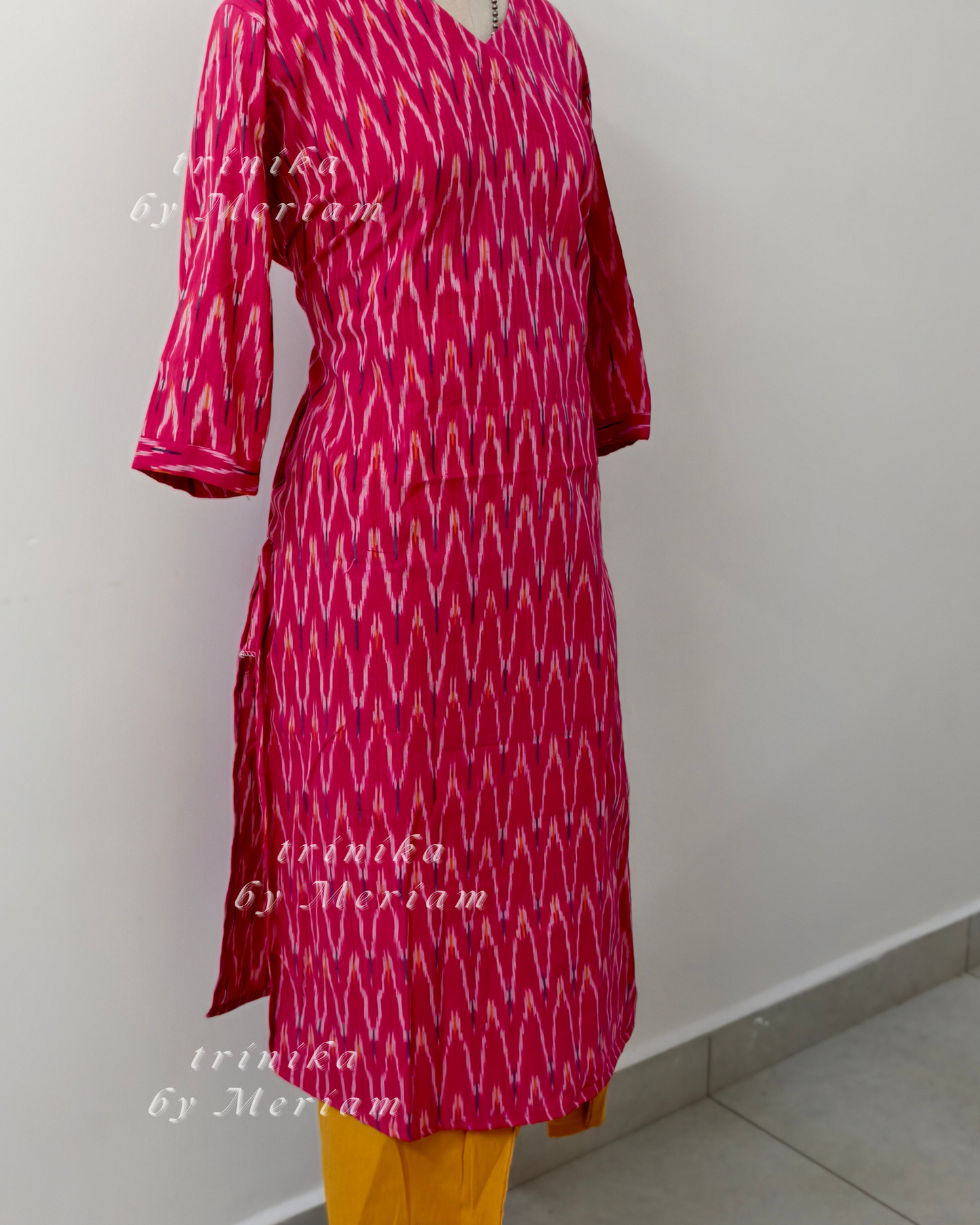 Pink Ikat Ready-made Salwar Suit