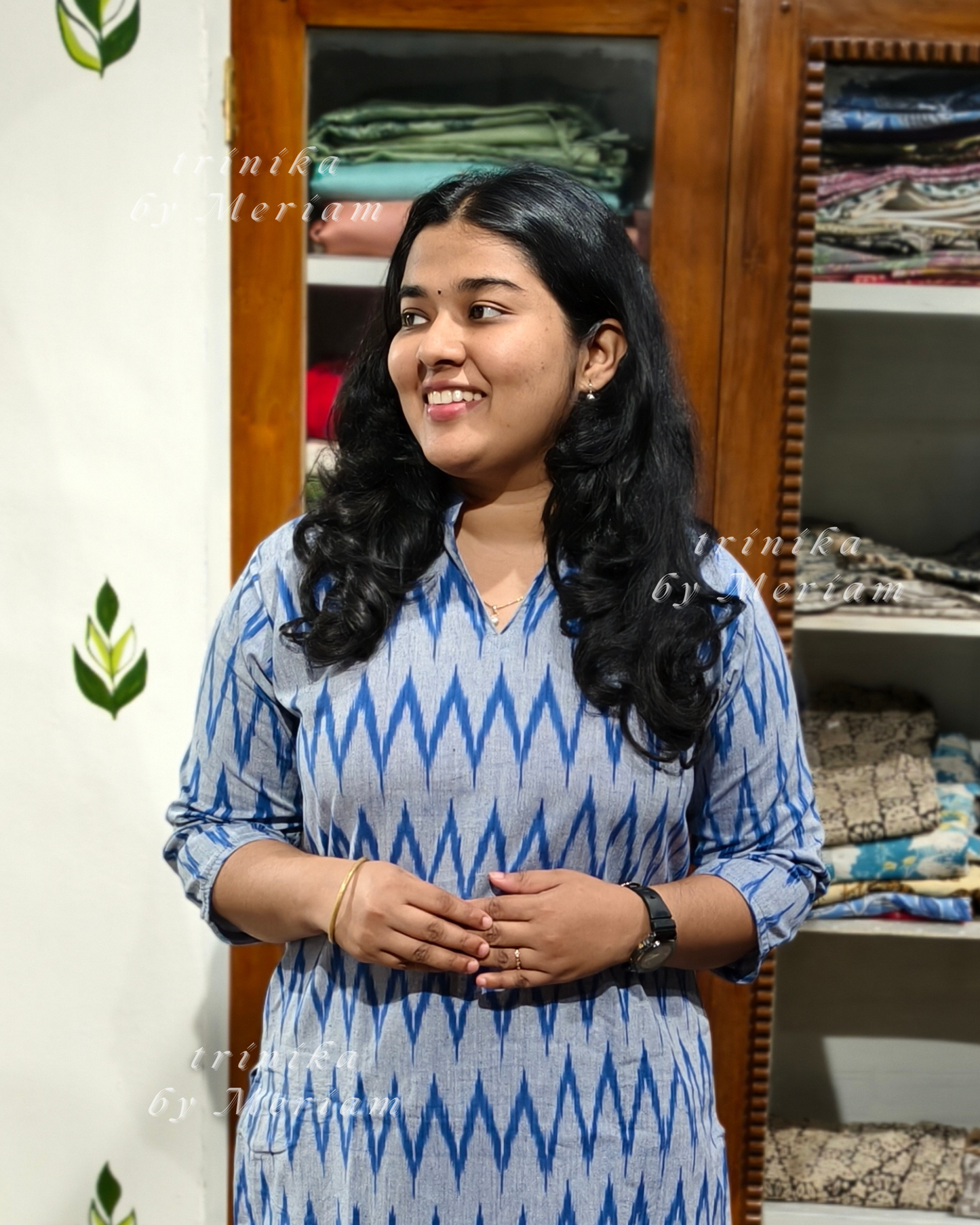 Blue Ikat Ready-made Salwar Suit