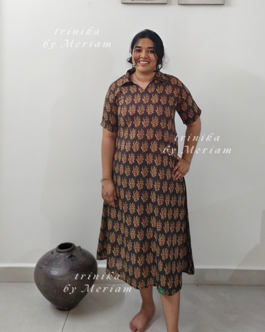 Dark Green Collared A-Line Kurta
