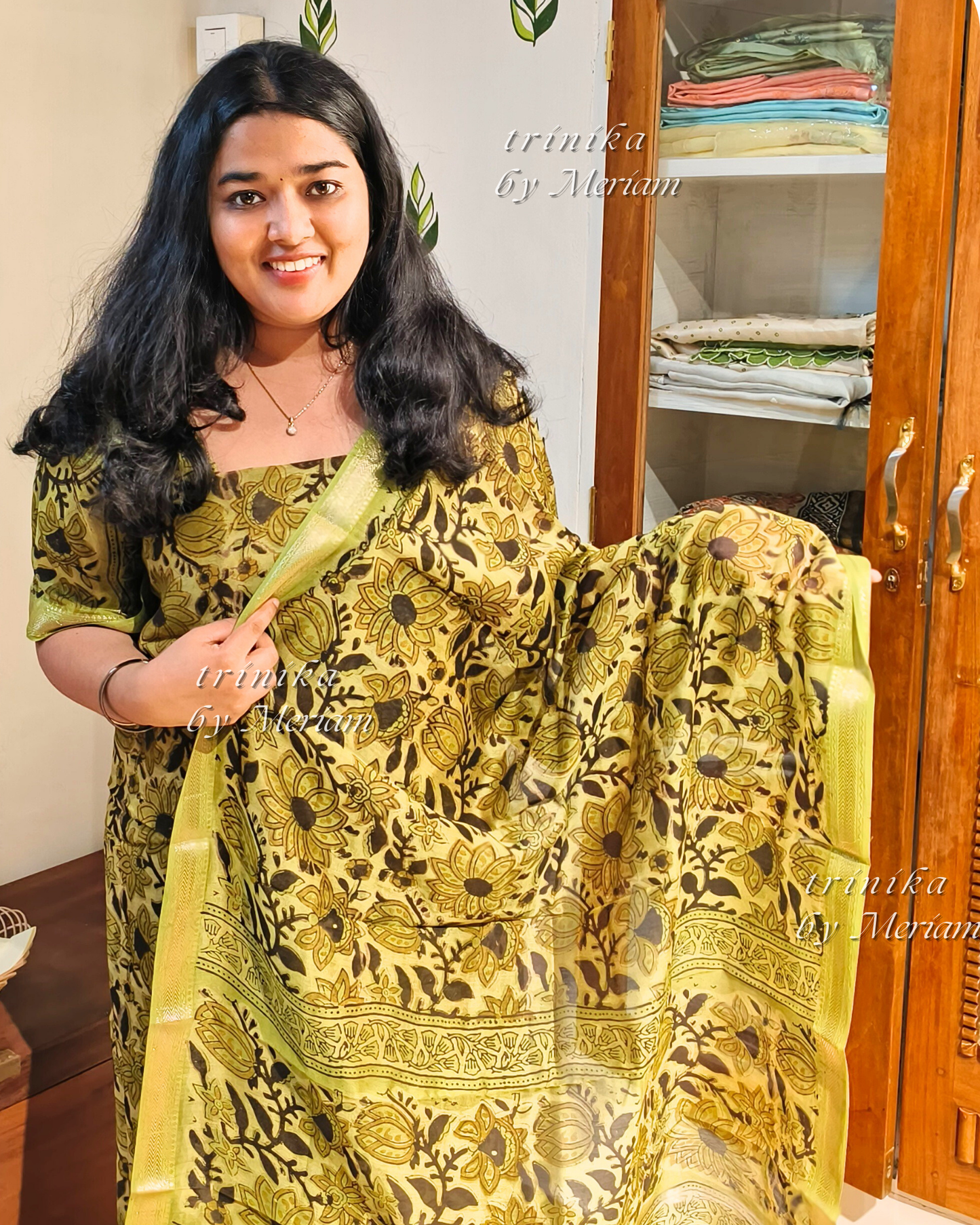 Leafy Green Maheshwari Silk Cotton Salwar Suit