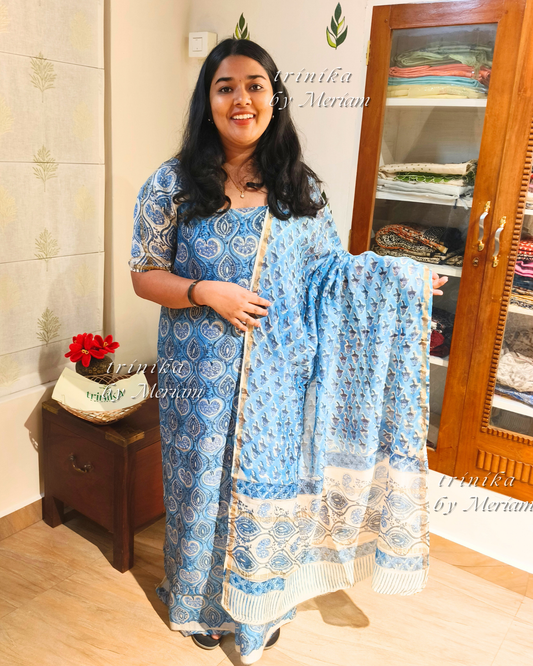 Blue Chanderi Silk Cotton Salwar Suit