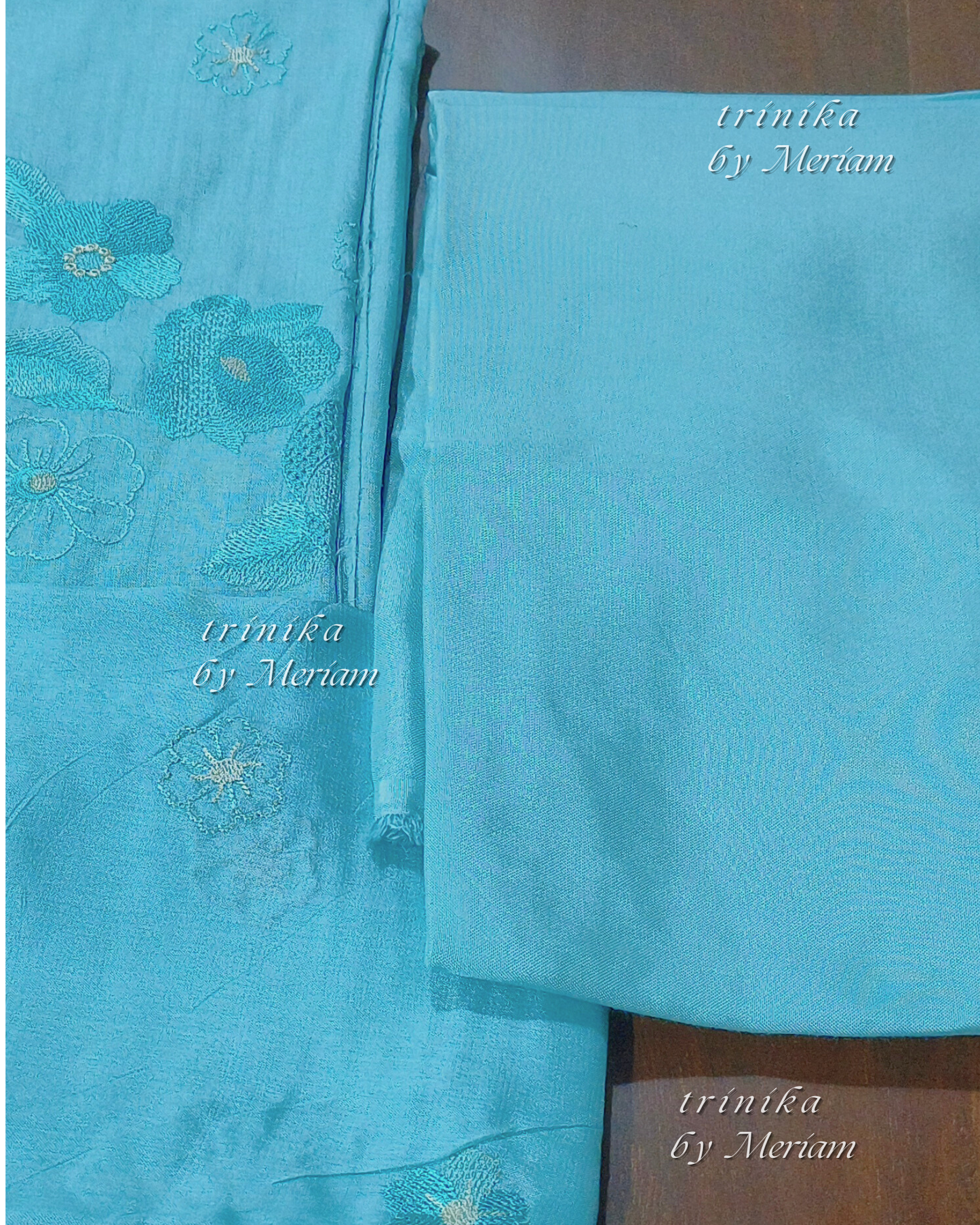 Sky Blue Pure Tussar Silk Salwar Suit