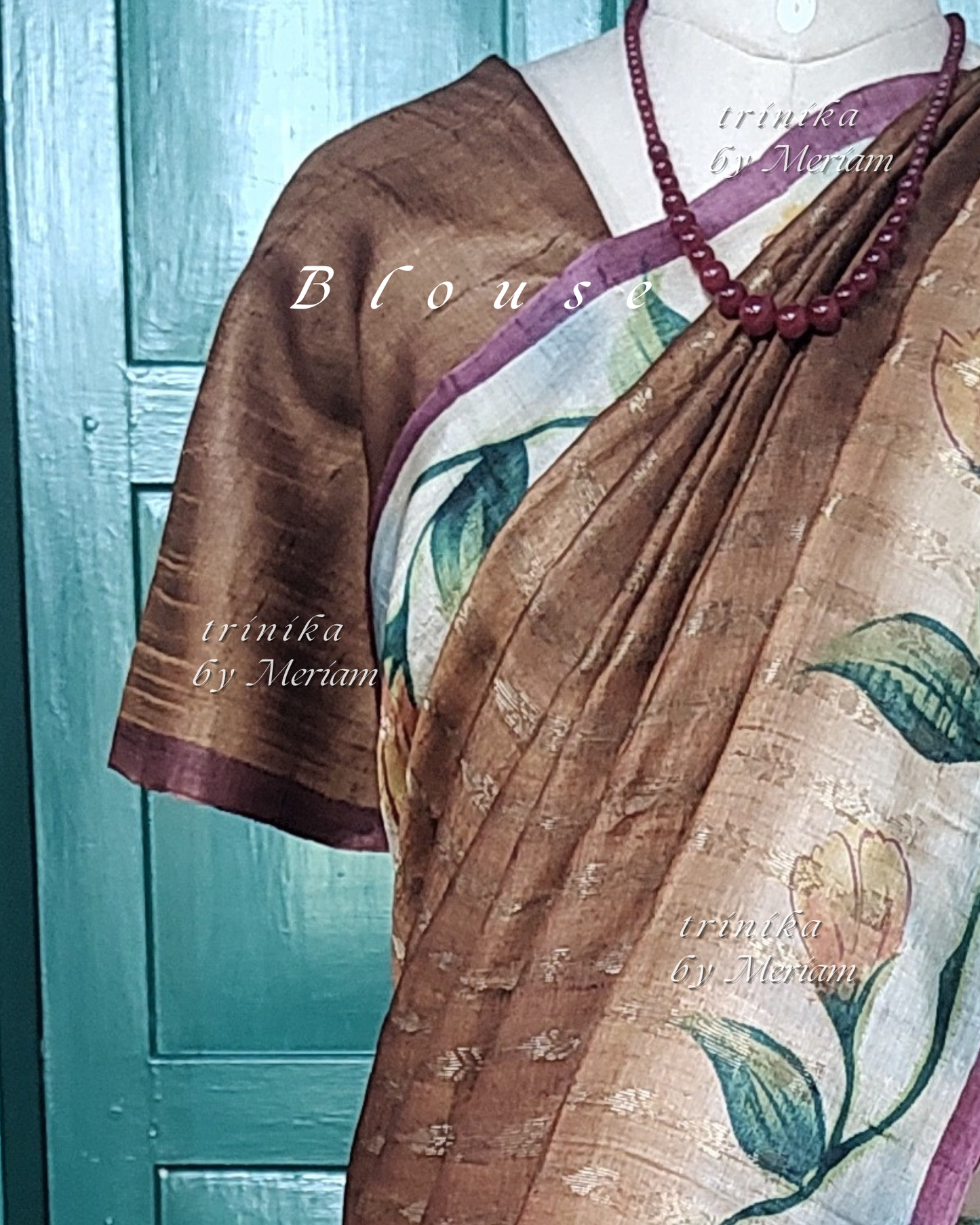 Rust Brown Pure Tussar Silk Saree