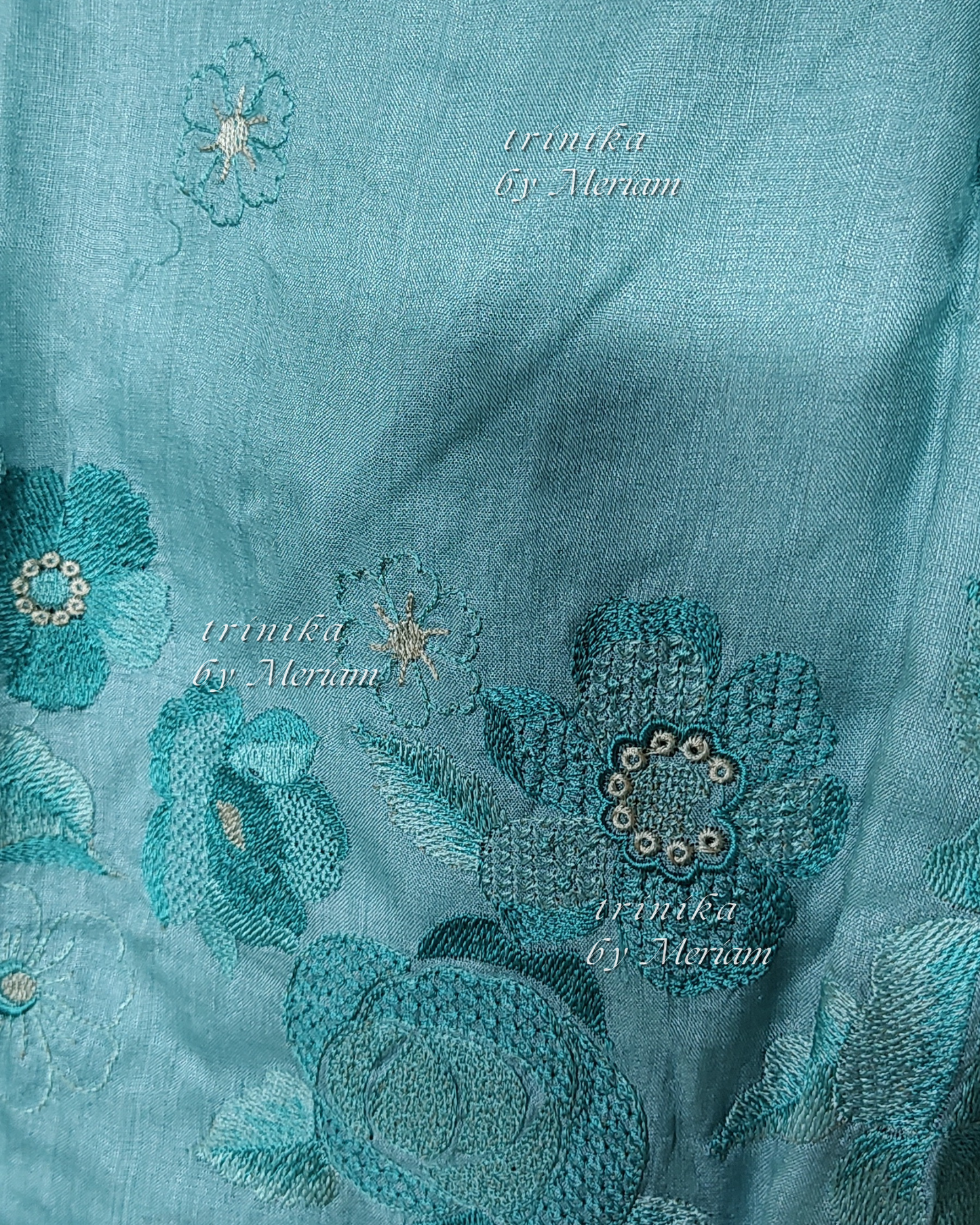 Sky Blue Pure Tussar Silk Salwar Suit