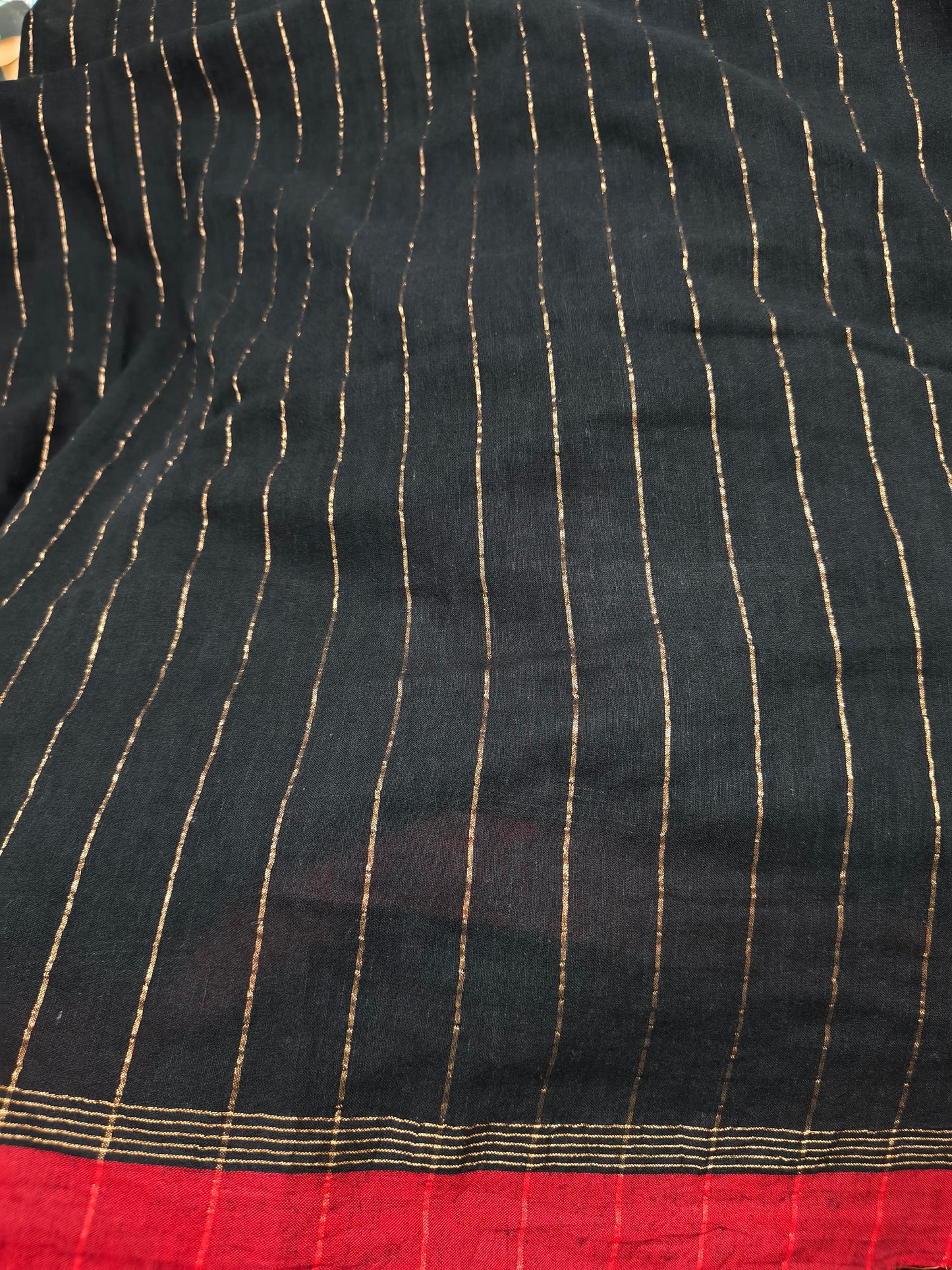Black Jamdani Saree with Zari Buttas