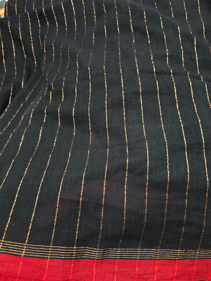 Black Jamdani Saree with Zari Buttas