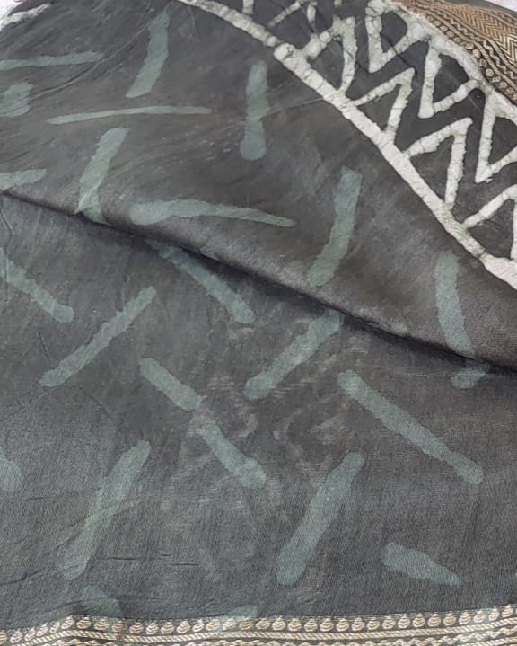 Leafy Green Maheshwari silk cotton saree