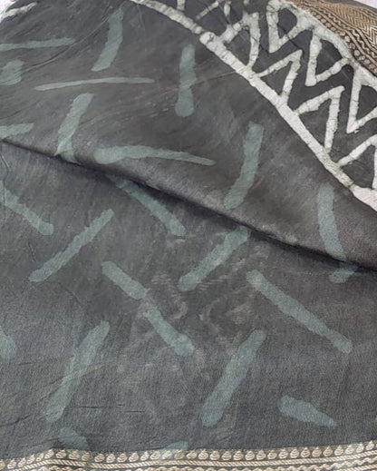 Leafy Green Maheshwari silk cotton saree