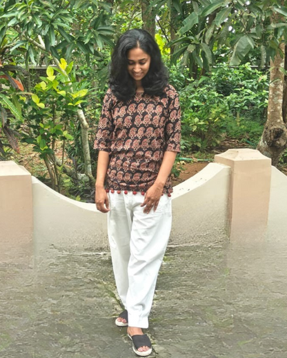 Black Ajrakh Short Kurta