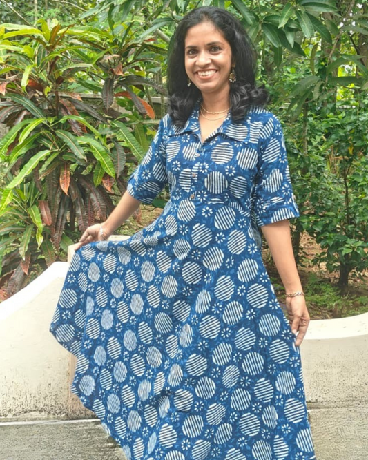 Indigo Blue Flared Dress
