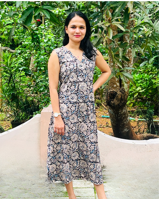 Black Kalamkari Sleeveless Kurta