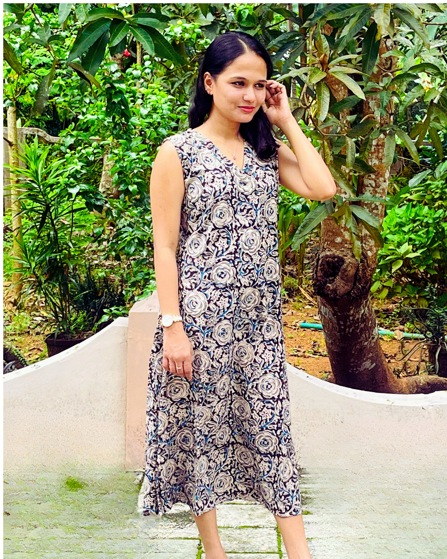 Black Kalamkari Sleeveless Kurta