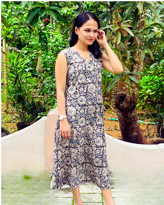 Black Kalamkari Sleeveless Kurta