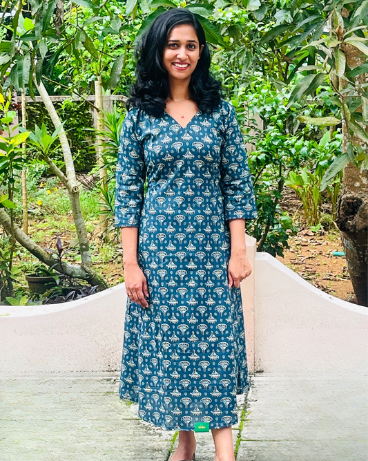 Ocean Blue Panel-cut Kurta