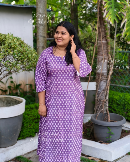 Lavander Flowers 6 Panel Kurta