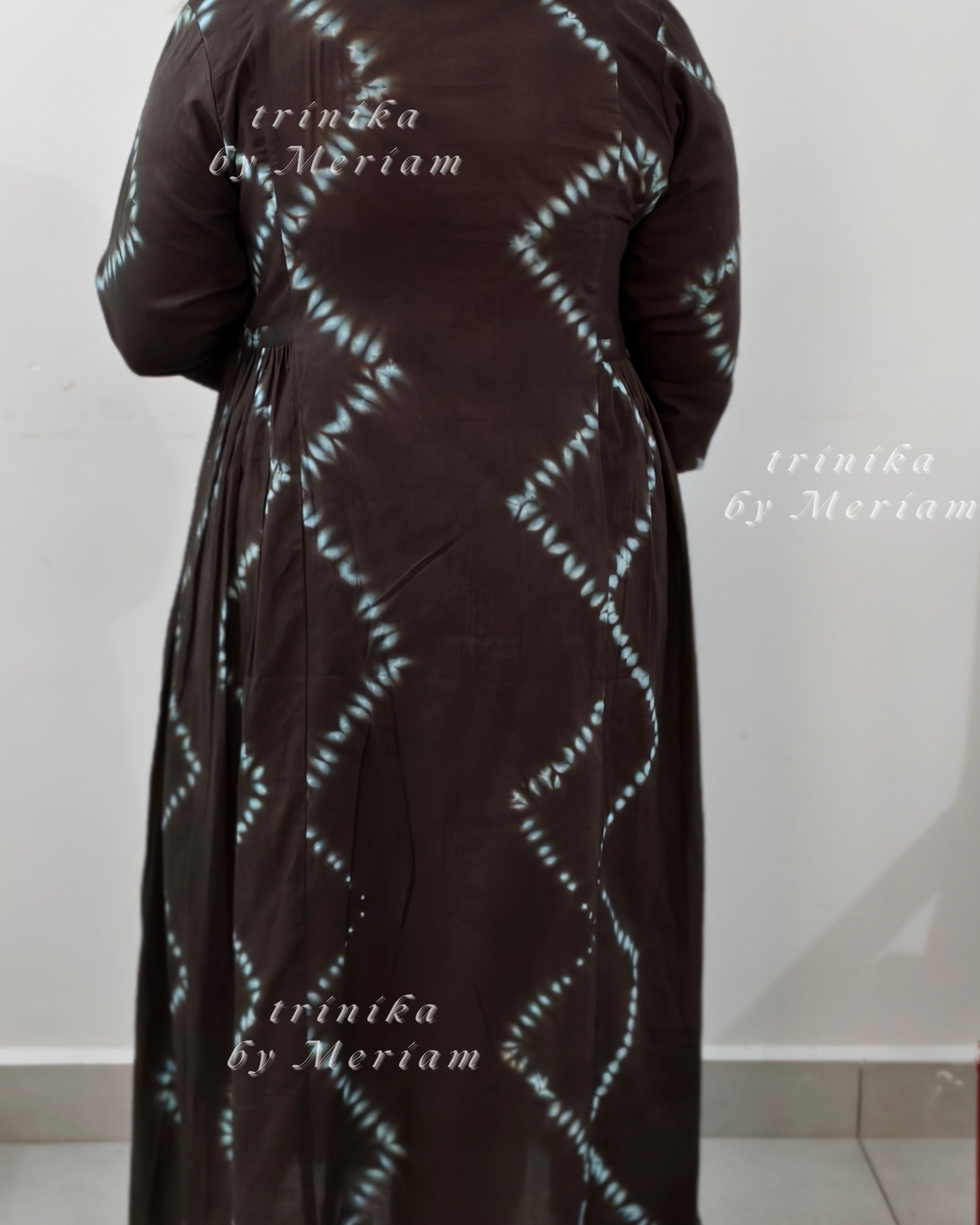 Side Pleated Coffee Brown Dress