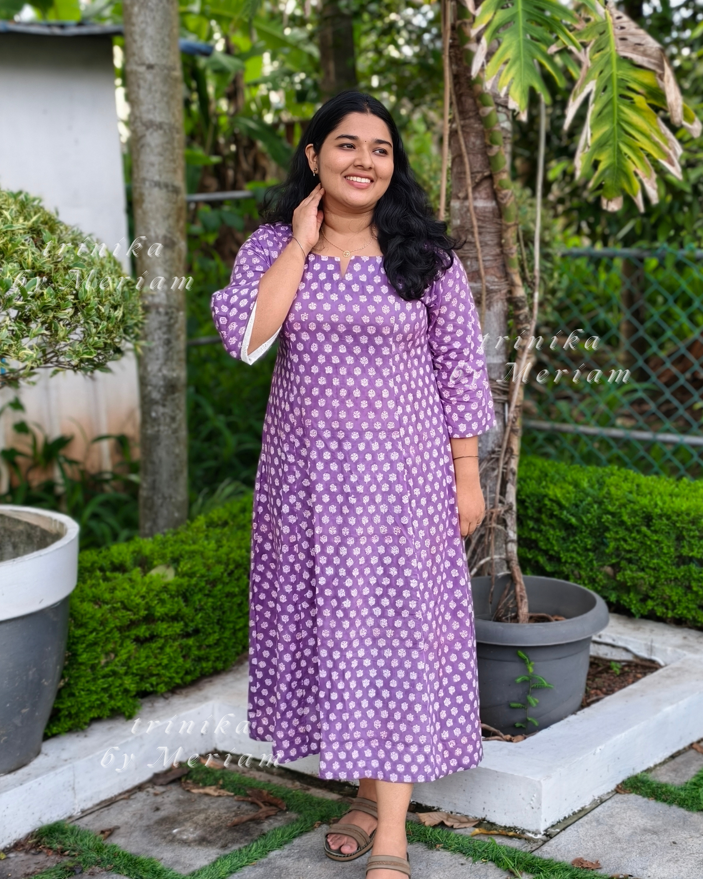 Lavander Flowers 6 Panel Kurta