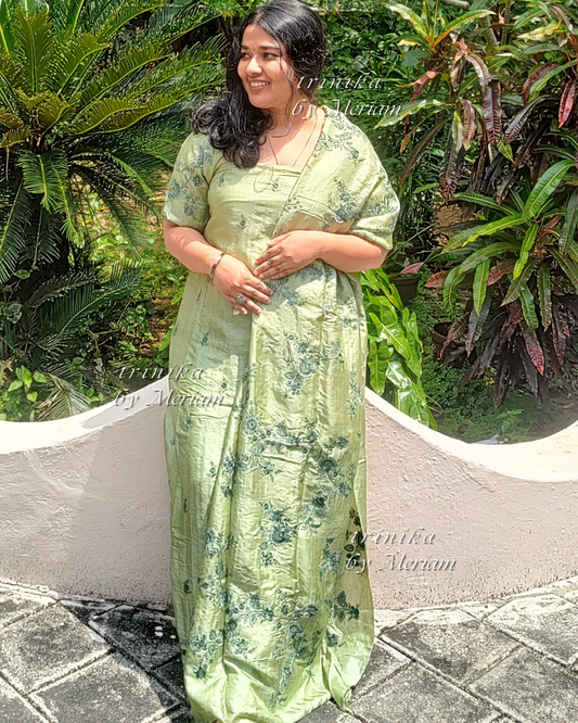 Pista Green Pure Tussar Silk Salwar Suit