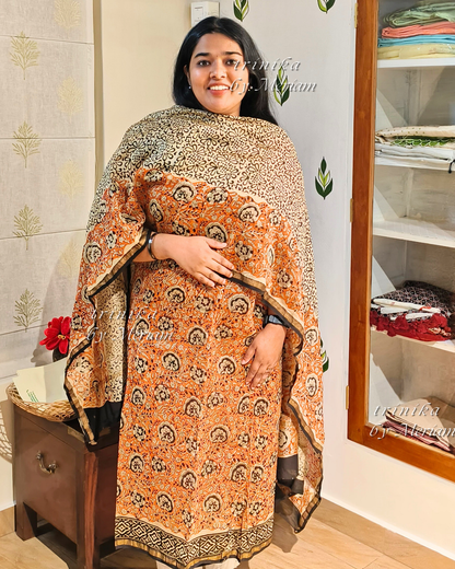 Orange Chanderi Silk Cotton Salwar Suit