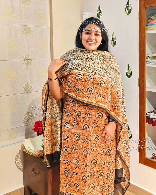 Orange Chanderi Silk Cotton Salwar Suit