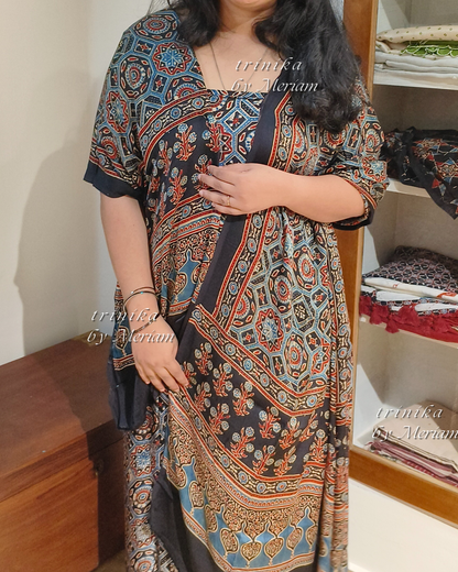 Black Ajrakh Modal Silk Salwar Suit