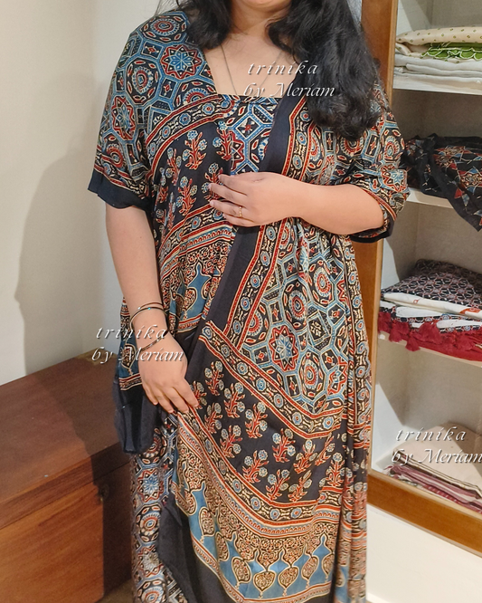Black Ajrakh Modal Silk Salwar Suit