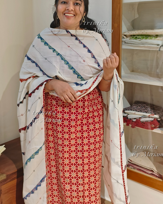 Maroon Ajrakh Salwar Suit