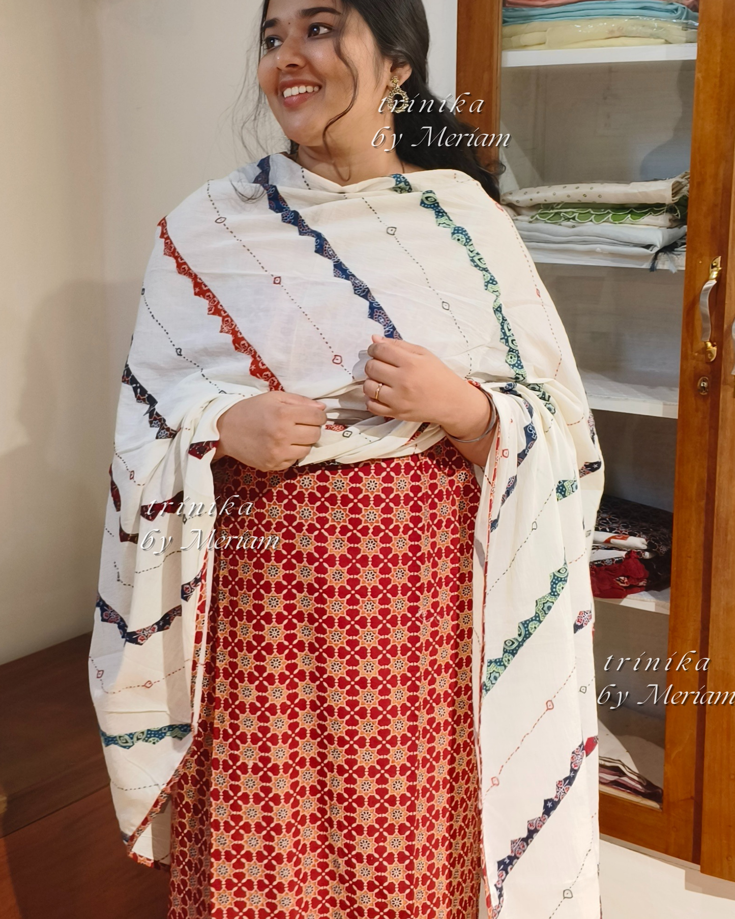 Maroon Ajrakh Salwar Suit