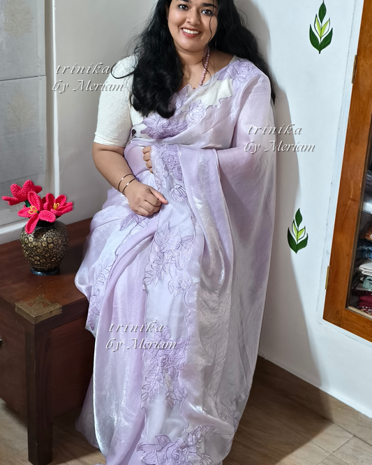 Lavender Glass Tissue Saree