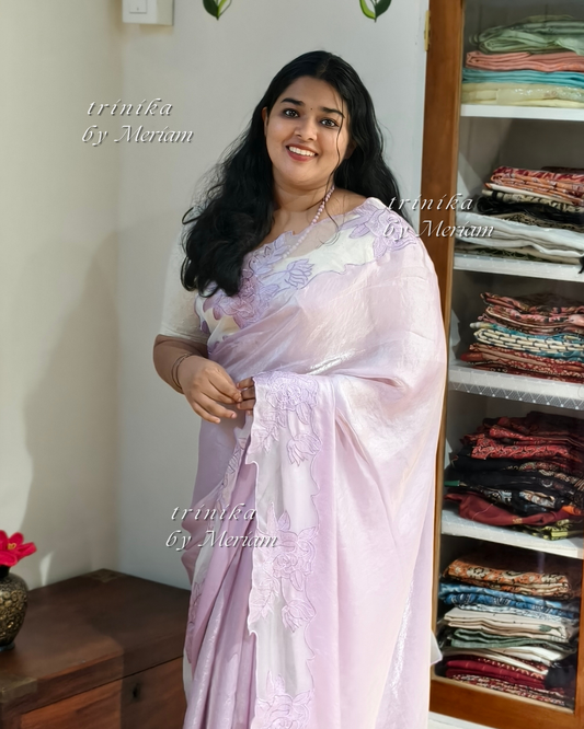 Lavender Glass Tissue Saree