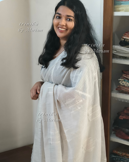 Grey Cotton Linen Saree