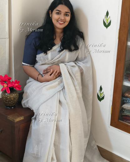 Grey Cotton Linen Saree