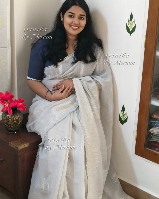 Grey Cotton Linen Saree