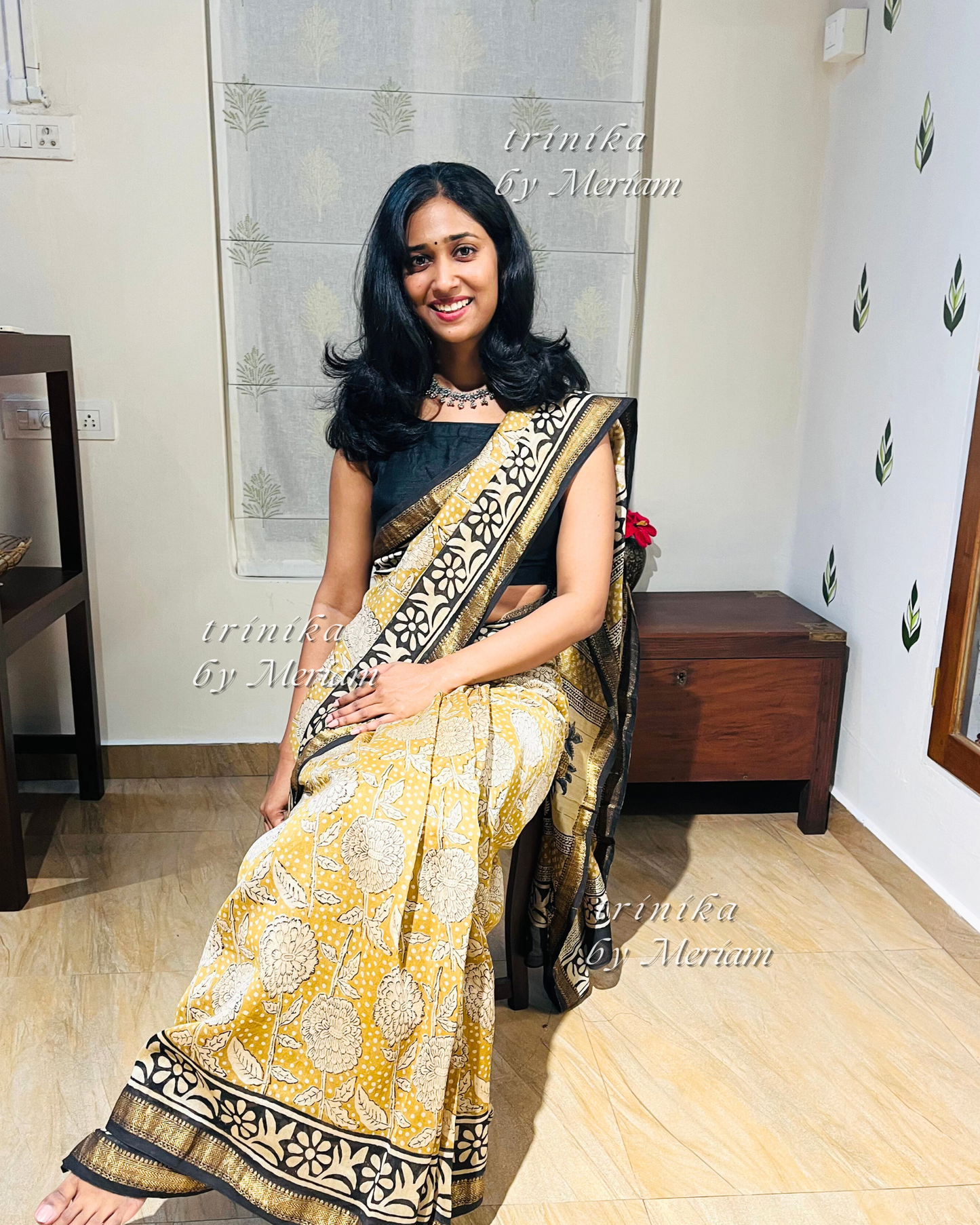 Mustard Maheshwari Silk Cotton Saree