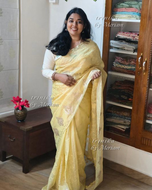 Yellow Super Net Kota Saree