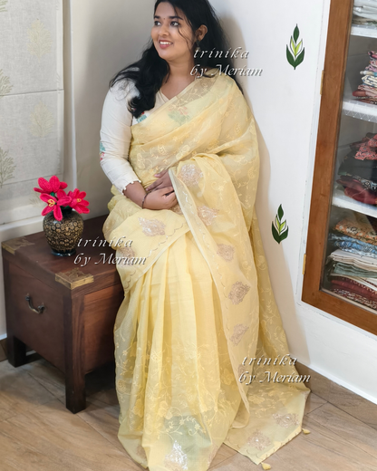 Yellow Super Net Kota Saree