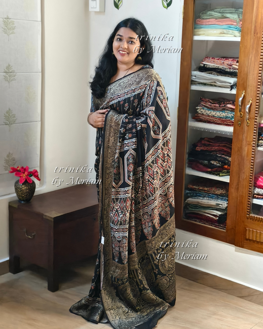Black Modal Banarasi Silk Saree